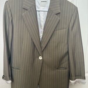 Sandro Women's Blazer - Brown Pinstripe